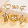 Elegant Geometric Gold-Tone Stainless Steel Open Ring for Women