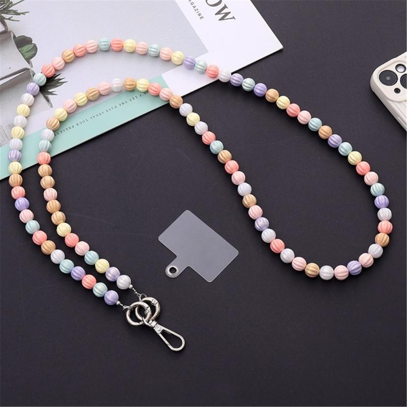 Phone Lanyard, Universal Bead Chain Neck Straps for Phone Case Crossbody Phone Lanyards with Patches for Most Phone