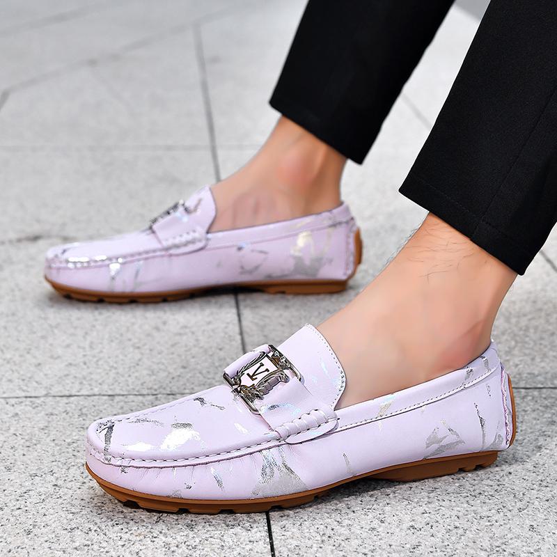 Herren Echte Leder Slipper Fahrerschuhe Bequem Weicher Boden Lässig Britischer Stil Frühling Sommer Atmungsaktiv Anti-Rutsch