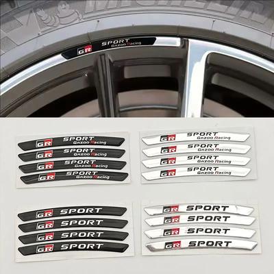 4pcs Car Wheel Rim Stickers Auto Tire Emblem Decor Decal Accessories For Crown Corolla YARIS L Auris C-HR Hilux Vios Rav4