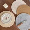 Manteles Individuales Redondos Tejidos de Algodón Resistentes al Calor Antideslizantes Trenzados Lavables para Mesa de Comedor Cocina Decoración del Hogar