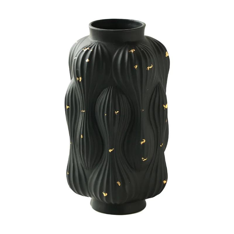 Nordic Creative Ceramic Vase Decoration Gold Embossed Texture Crafts Home Living Room Modern Flower Arrangement Accessories