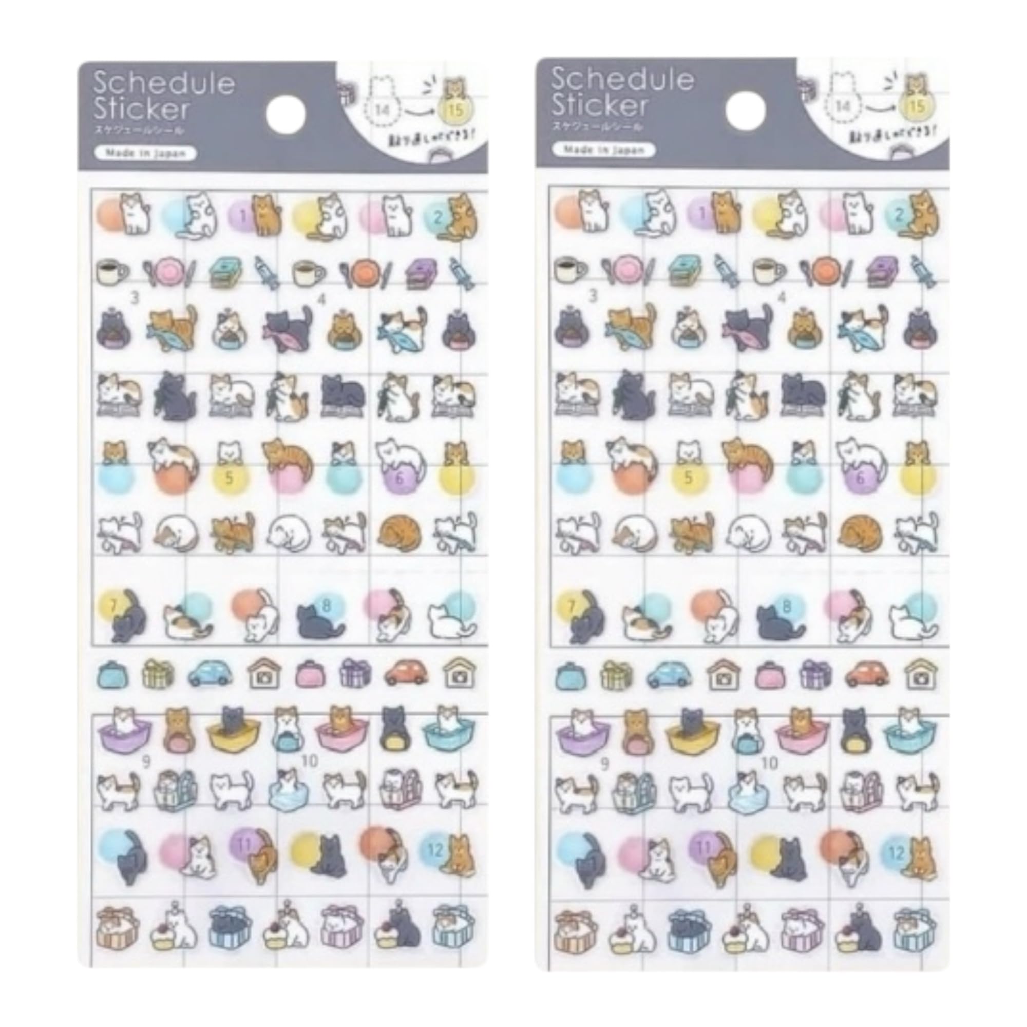 Planner Schedule Stickers Includes MliKen Original Card [Reusable Stickers] (Cat) [Authorized Distributor]