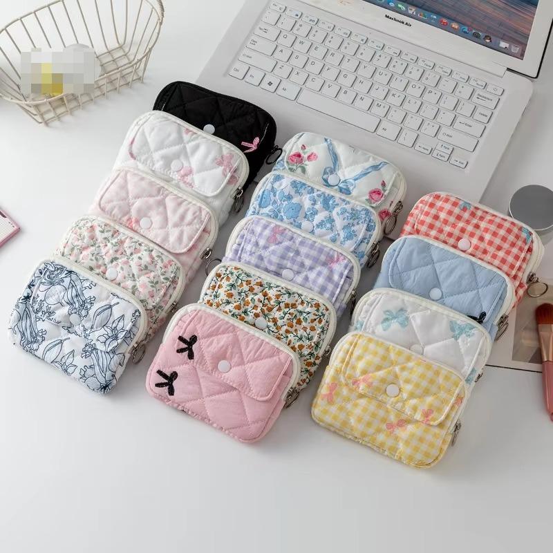 Bow Mini Zipper Credit Card Holder Organizer Wallet Earphones Keys Cards Small Portable Zip Pocket with Keyring for Women Men