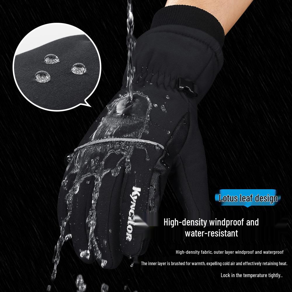 Unisex Fleece-Lined Water-Repellent Touchscreen Gloves for Winter Cycling and Skiing