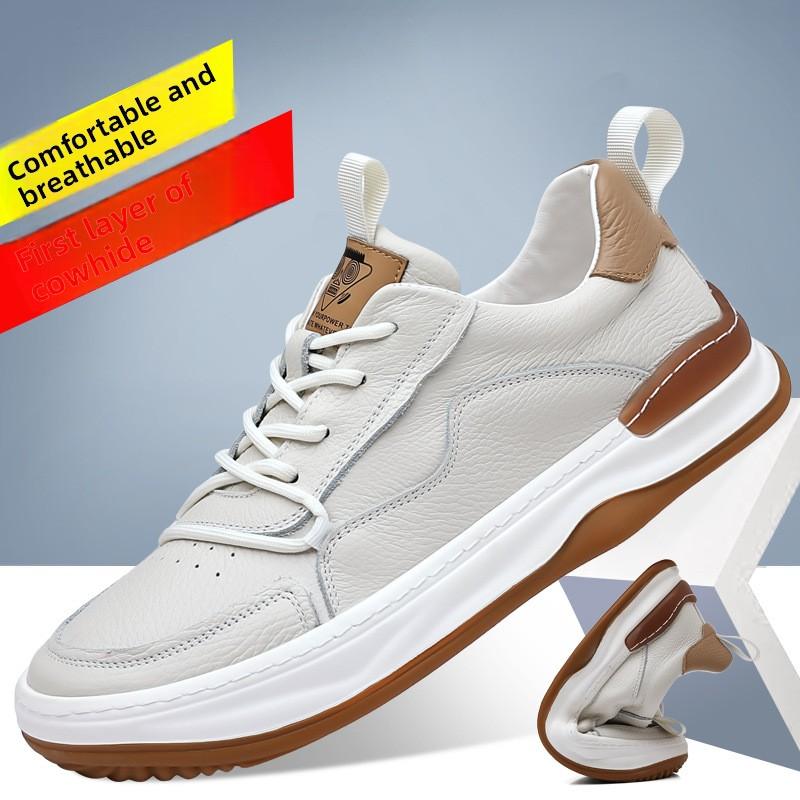 Mens Leather Shoes Genuine Cowhide Breathable Casual Clown Sneakers Fashion Footwear