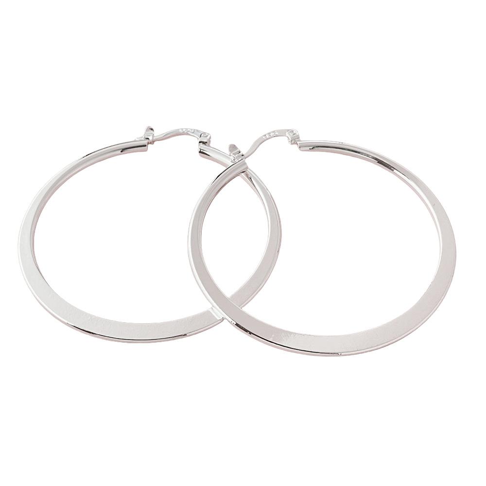 925 Sterling Silver 5CM Glossy Simple Earrings Birthday Party Anniversary Gift Daily Wear серебряный