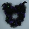 Halloween Black Purple Mesh Decoration Wreath LED Green Light Decoration Horn Funny Lintel Layout Pendant