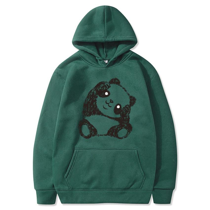 Autumn and winter Panda cartoon printed hoodie classic style college style men's and women's pullovers daily warm hoodie