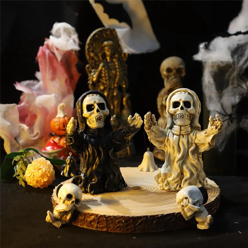 M-Modern-Headband Skull Decoration Skeleton Figurines Cool Statue Skull Halloween Skull Horrible Ornaments For Home Decor