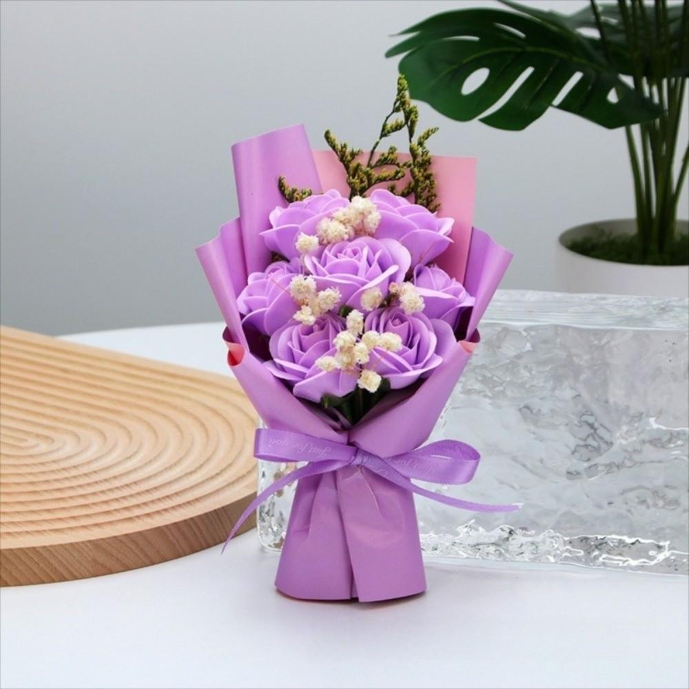 7 Heads Artificial Flower Bouquet Flower Arrangement Realistic Details Soap Flower Bouquet Table Centerpieces Mini Bouquet
