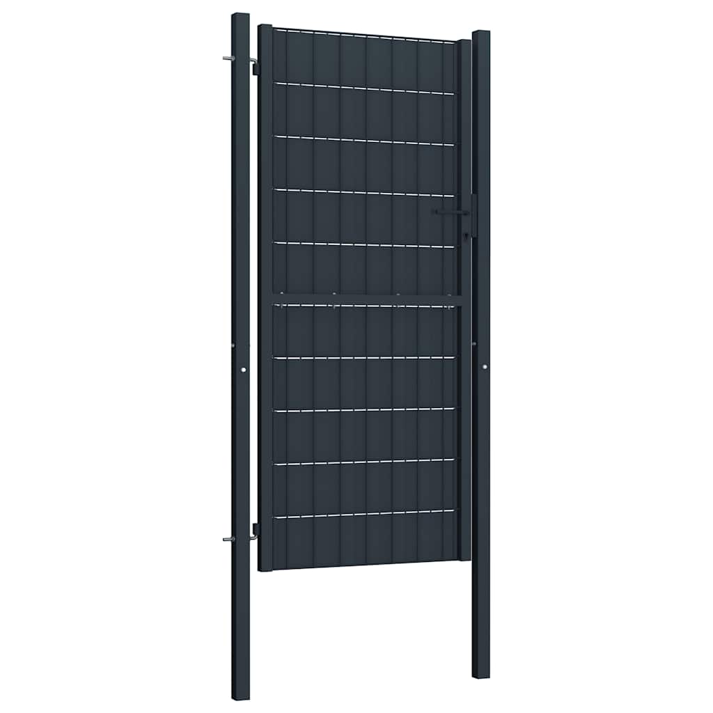 Vidaxl Furtka Ogrodzeniowa, Pvc I Stal, 100 X 204 Cm, Antracytowa