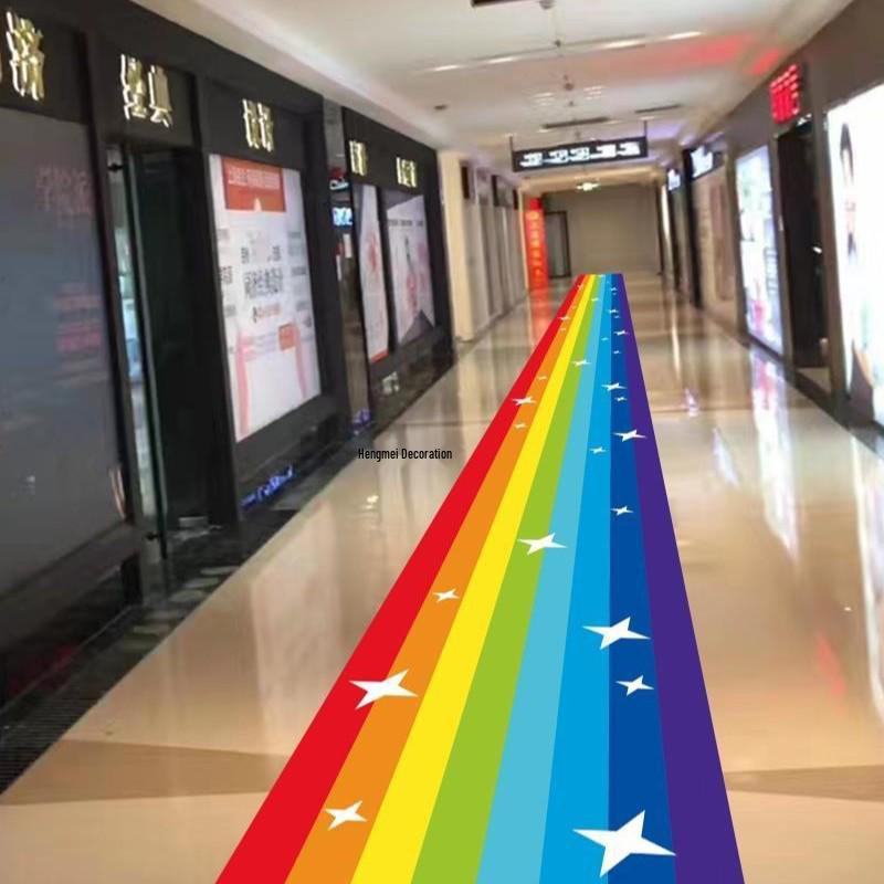 Rainbow Runway Floor Sticker: Removable, Self-Adhesive Decoration for Kids' Rooms, Malls, and Schools