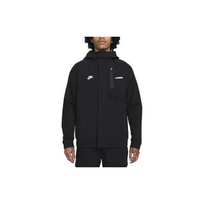 Nike Sportbekleidung Air Max Gewebte Kapuzenjacke mit durchgehendem Reißverschluss Schwarz FN0243-010