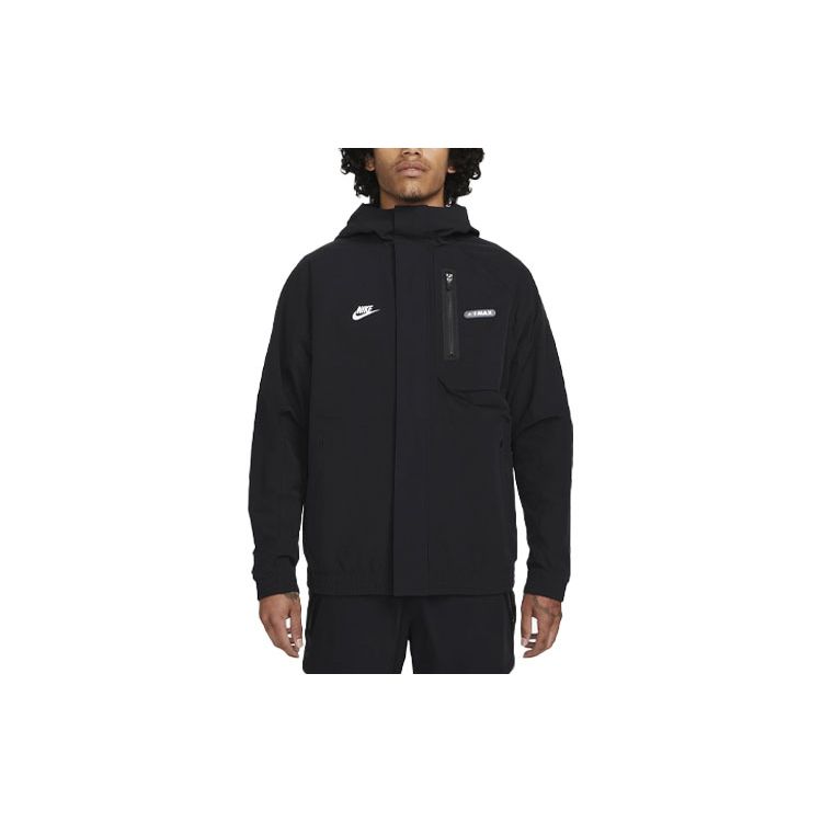 Nike Sportswear Air Max Woven Full Zip Hooded Jacket Black FN0243-010 XL