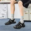 FashionSummer Men Platform Sandals Mesh Genuine Leather Breathable Beach Shoes Outdoor Non-slip Soft-soled Hiking Shoes Waterproof Shoe