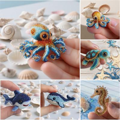 Creative Octopus Beadwork Kit for Beginners Bead Embroidery Kit Cute Marine Animals Turtles Whales Sharks Seahorses Arts& Crafts