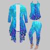 Plus Size Butterfly Print 3 Piece Outfit, Long Sleeve Open Front Cardigan Cami Top Leggings Set for Women