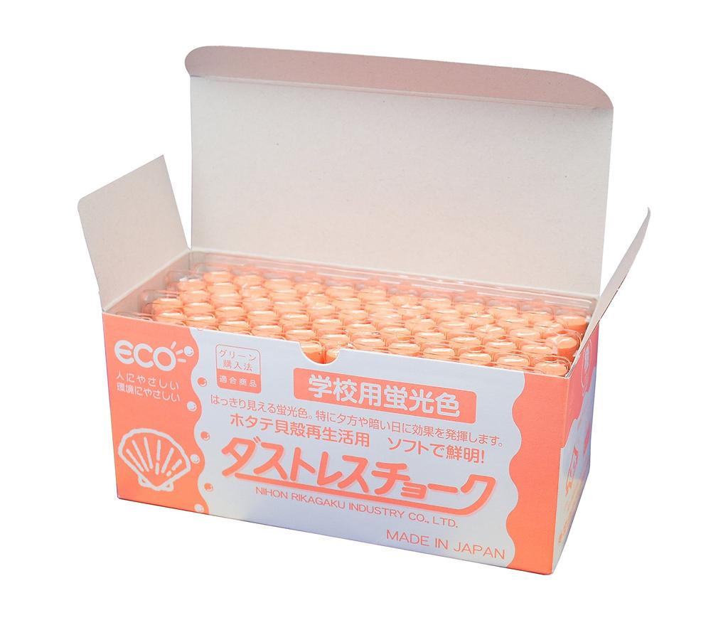Nippon Rikagaku Dustless Fluorescent Chalk 72 Count DCK-72-RG Orange,