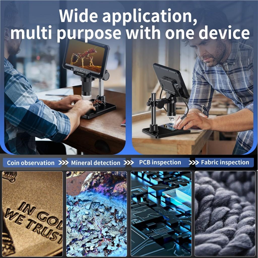 7 Inch 1200X Digital Microscope 16MP HD Soldering Microscope Magnification Coin PCB Circuit Repair Equipment