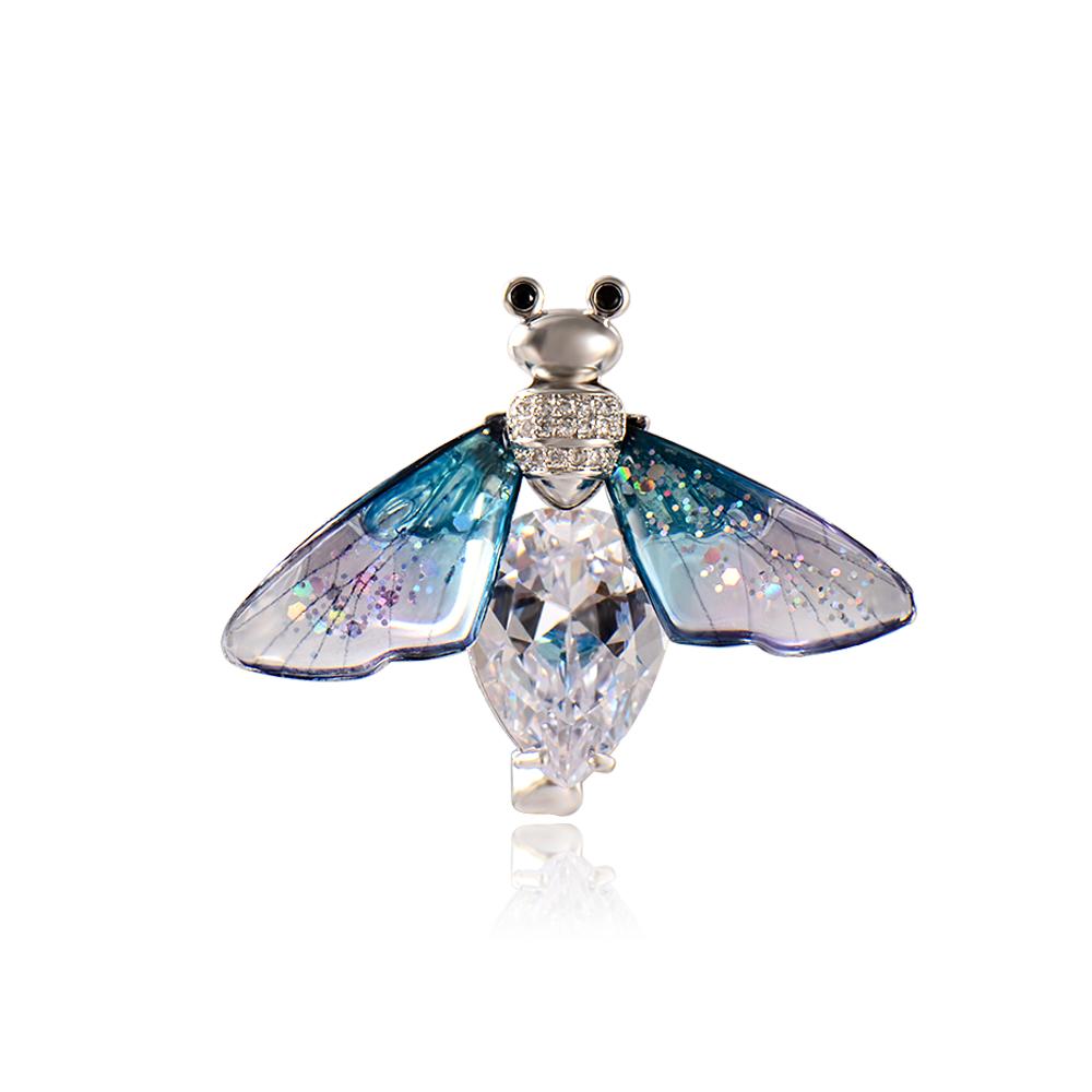 

Blucome красивые красочные блестящие броши в форме пчелы в форме насекомых для женщин и девочек, костюм, шарф, булавки для хиджаба, качественная медь, новая мода синий