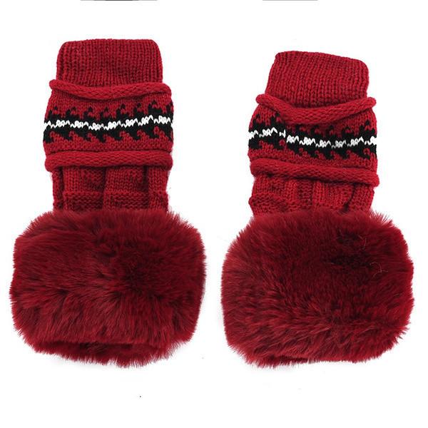 Elegant Fashion Winter Hat Gloves Set For Women With Warm Knit Beanie And Pompoms