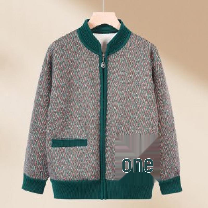 Autumn Knit Cardigan for Elders: Cozy, Fleece-Lined, and Warm - Perfect for Mom or Grandma