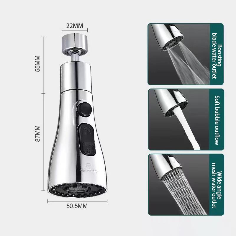 Flexibler Küchenarmatur Spülbeckenmischer Hahn Brausekopf Gefilterter Wasserhahn Austauschbarer Wasserhahn Auslauf 3 Modi 360° Drehbarer Wasserhahn