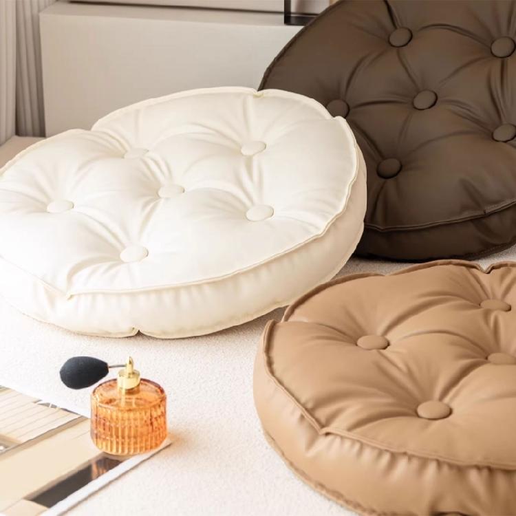Round Cushion PU Lather Floor Sitting Pillow For Yoga Meditations Relaxation Reading Corner Seat Pad Home Decors Gift