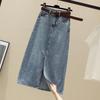Damen Geteilter Jeansrock Halblang Damen Mittellang Hohe Taille Schmaler Wickelrock Mit Hüfte Übergröße