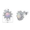 Glänzende runde Faux-Opal-Kronenform-Charm-Ohrstecker für Damen, Party, Schmuck, Geschenk