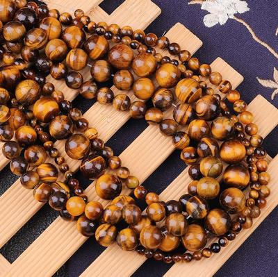 4-12mm 32-93 Uds cuentas de piedra de ojo de tigre amarillo Natural para fabricación de joyería DIY pulsera collar
