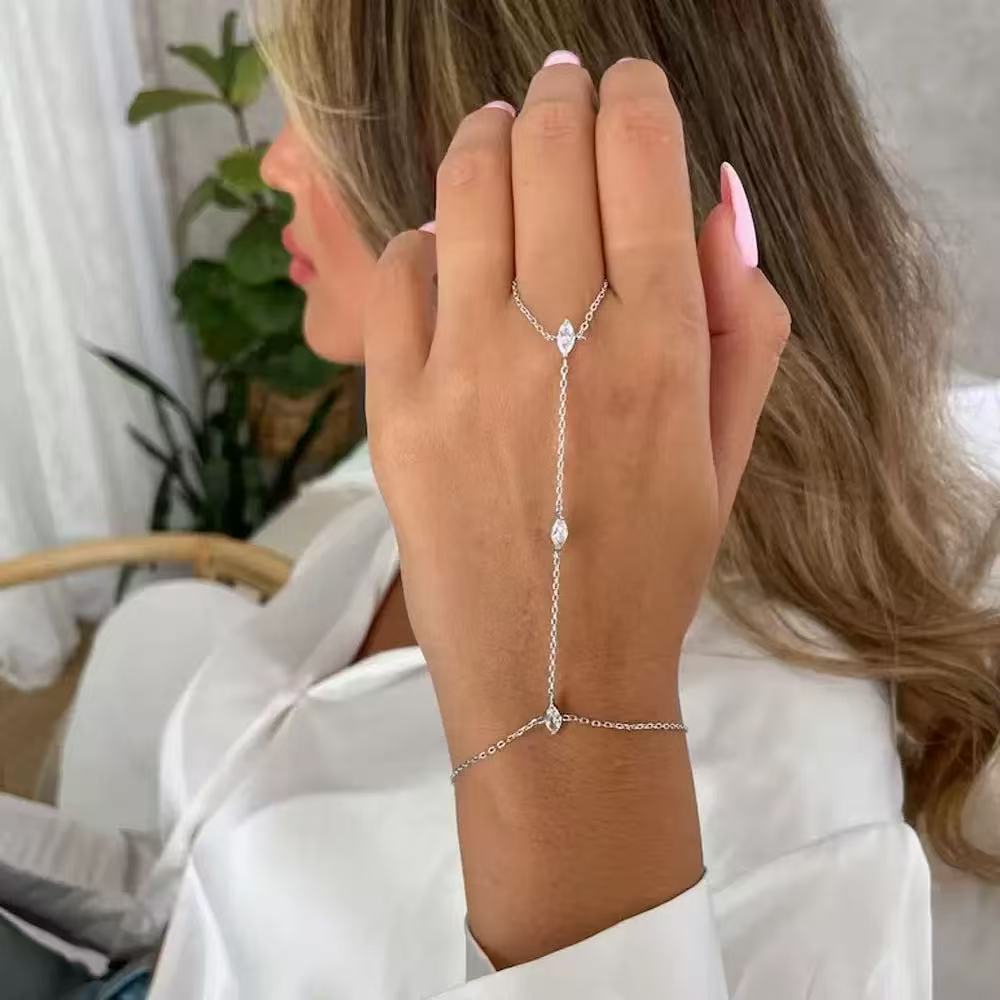 Water Zircon Hand Chain With Pendant And Elegant Design For Womens Party And Travel Use Zircon