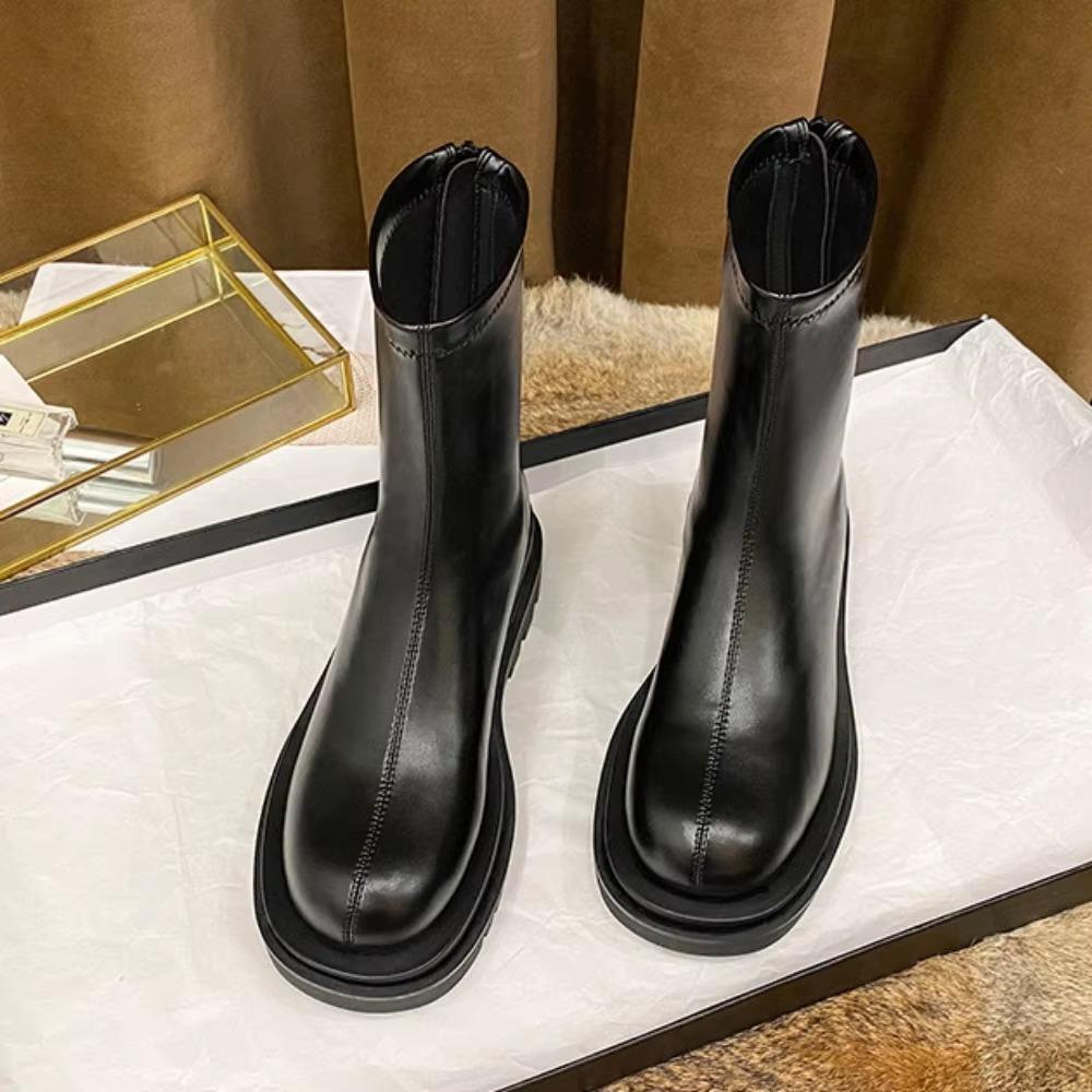 Womens Boots Spring\Autumn Round Head Thick Sole Elastic Boot New Pine Cake Bottom Breathable Chelsea Women Platform Shoes Women