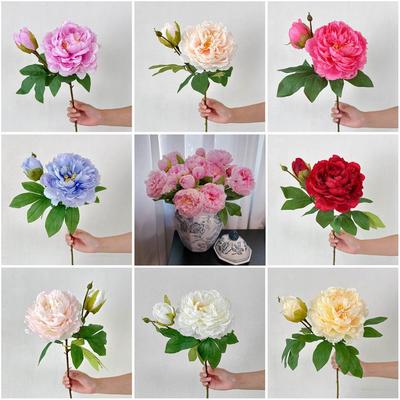 2 Köpfe Seide Kunststoff Lebensechte Blumen Pfingstrose Brautsträuße Lebendiges Hochzeitsornament Geschenk