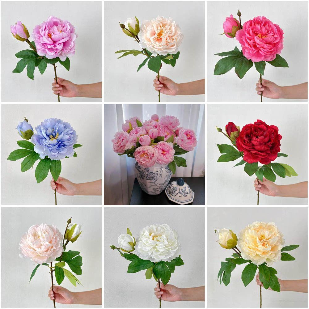 2 Heads Peony Artificial Flower Peony Multicolor Bridal Bouquets Vivid Wedding Ornament Gift