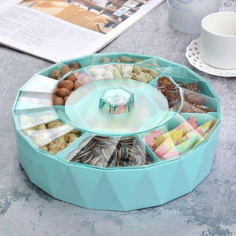 Creative Divided Candy Box With Lid Living Room Office Transparent Snack Tray Fruit Tray New Year Festive Plastic Dried Fruit