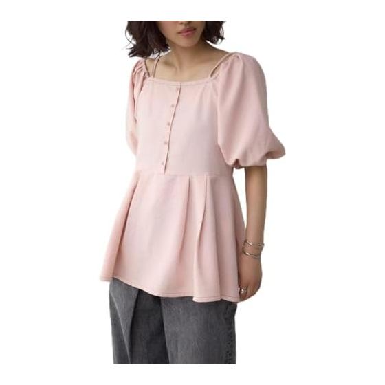 [Azure by Mausie] 2WAY Puff Sleeve Color Peplum Blouse 2025 250ISB30-540E Women s