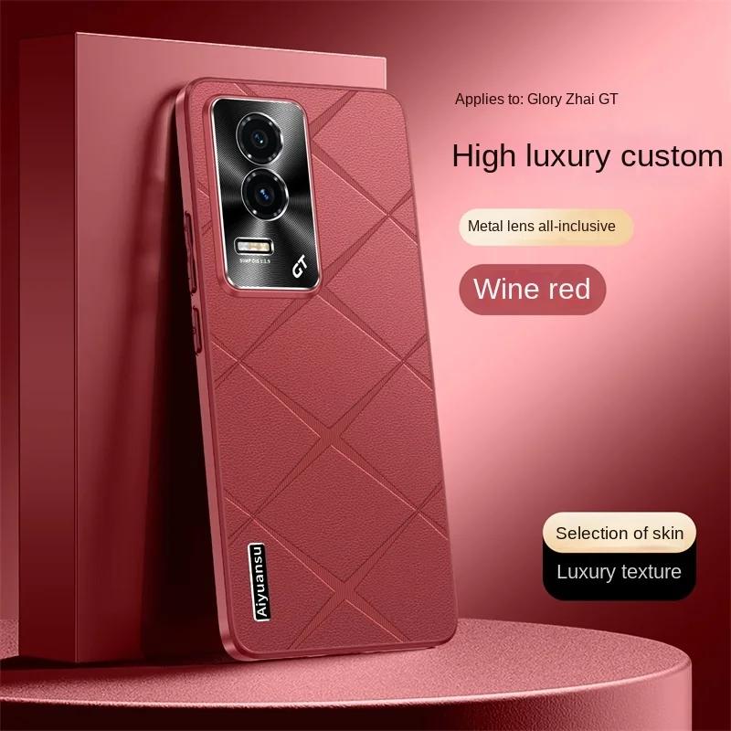 

Для Honor GT GT Pro высококлассный чехол из веганской кожи, с металлической защитой объектива, противоударный и устойчивый к отпечаткам пальцев For Honor GT Pro красный