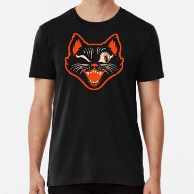 Retro Vintage Halloween Black Cat Winking Fa S To 5XL Made In the AU/USA T-Shirt
