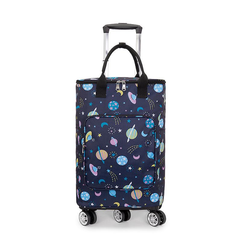 Portable Small Trolley Cart with Universal Wheels and Insulated Shopping Bag