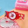Kids' Pink Cartoon Quartz Watch with Screw-Down Crown and Pin Buckle