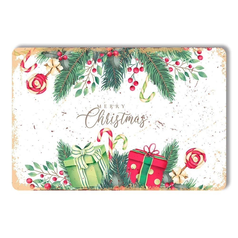 Vintage Christmas Metal Tin Sign Home Festive Wall Decor