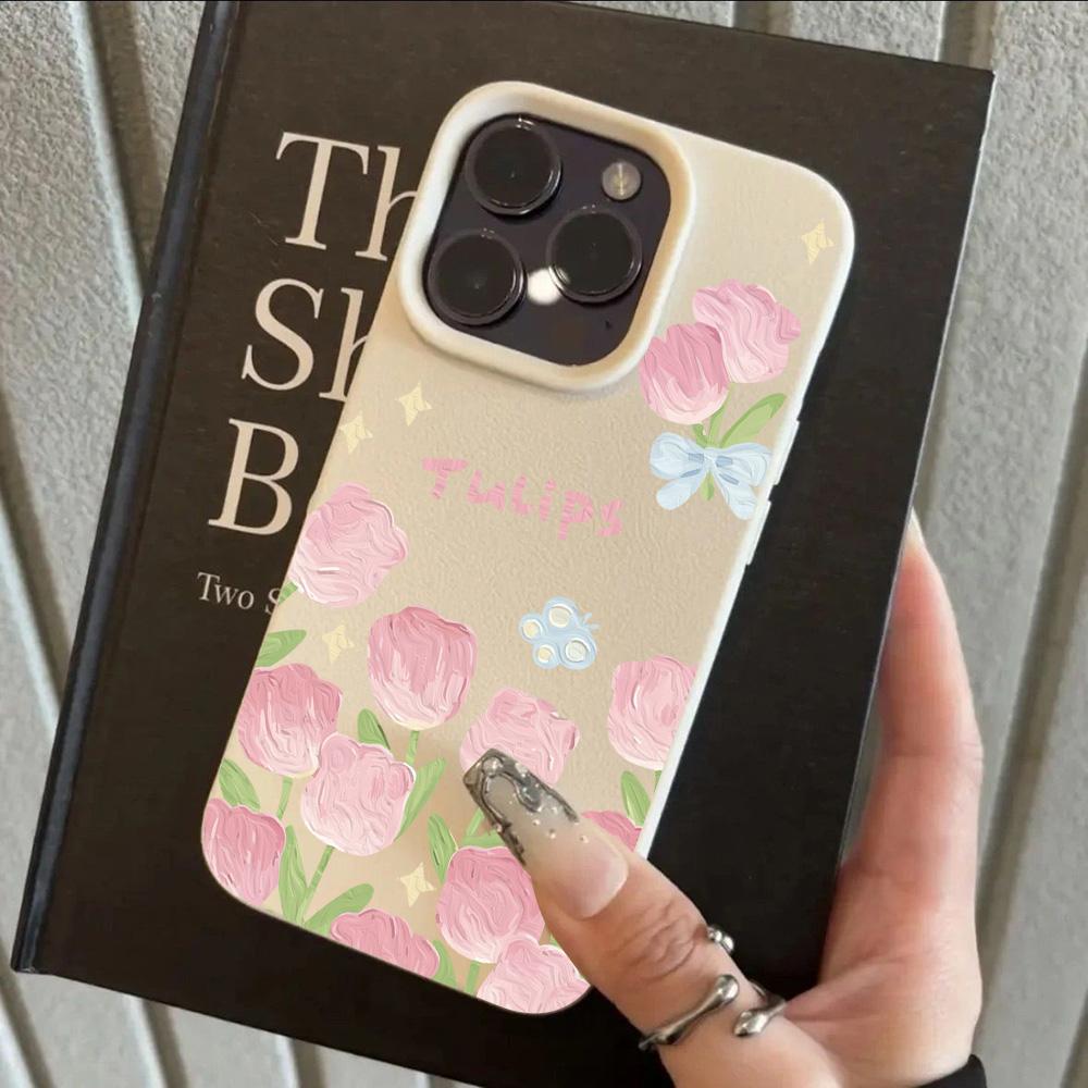 

Fresh Cool Flower Lily Luxury Lichee leather pattern Phone Case For Samsung S26 S25 S24 S23 S22 S21 S20 S10 Plus FE Ultra 4G 5G Samsung S23 FE