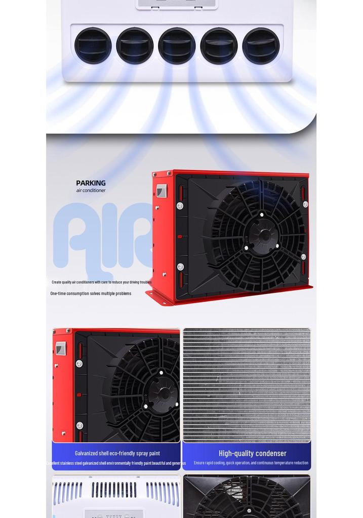 24V Electric Parking Air Conditioner for Large Trucks, RVs, and 12V Vehicle Modifications