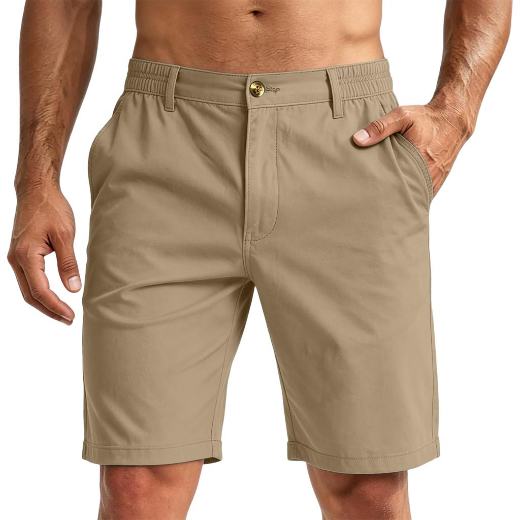 Men's Summer Casual Golf Shorts Elastic Waistband with Pockets Quick Dry Breathable Workwear Shorts