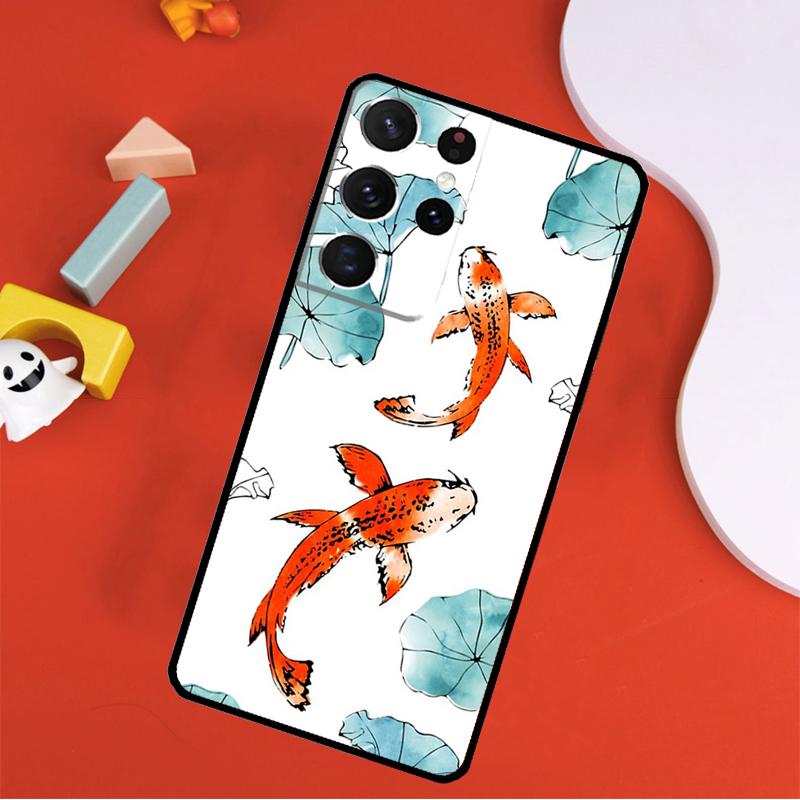 Koi Carp Fish Yin Yang Phone Case For Samsung Galaxy S24 Ultra S25 Ultra S9 S10 S20 S21 S22 S23 Plus S24 FE Cover