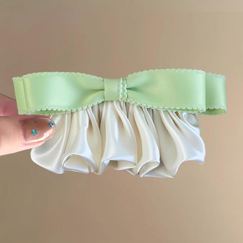 Bow Hair Clip, Women's Top Clip, Milk Silk Fabric, Back of The Head, Pleated and Versatile Hair Accessory