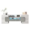 TV Cabinet, High-gloss Lowboard with Multi-colored LED Lighting, 6 Doors, 2 Drawers