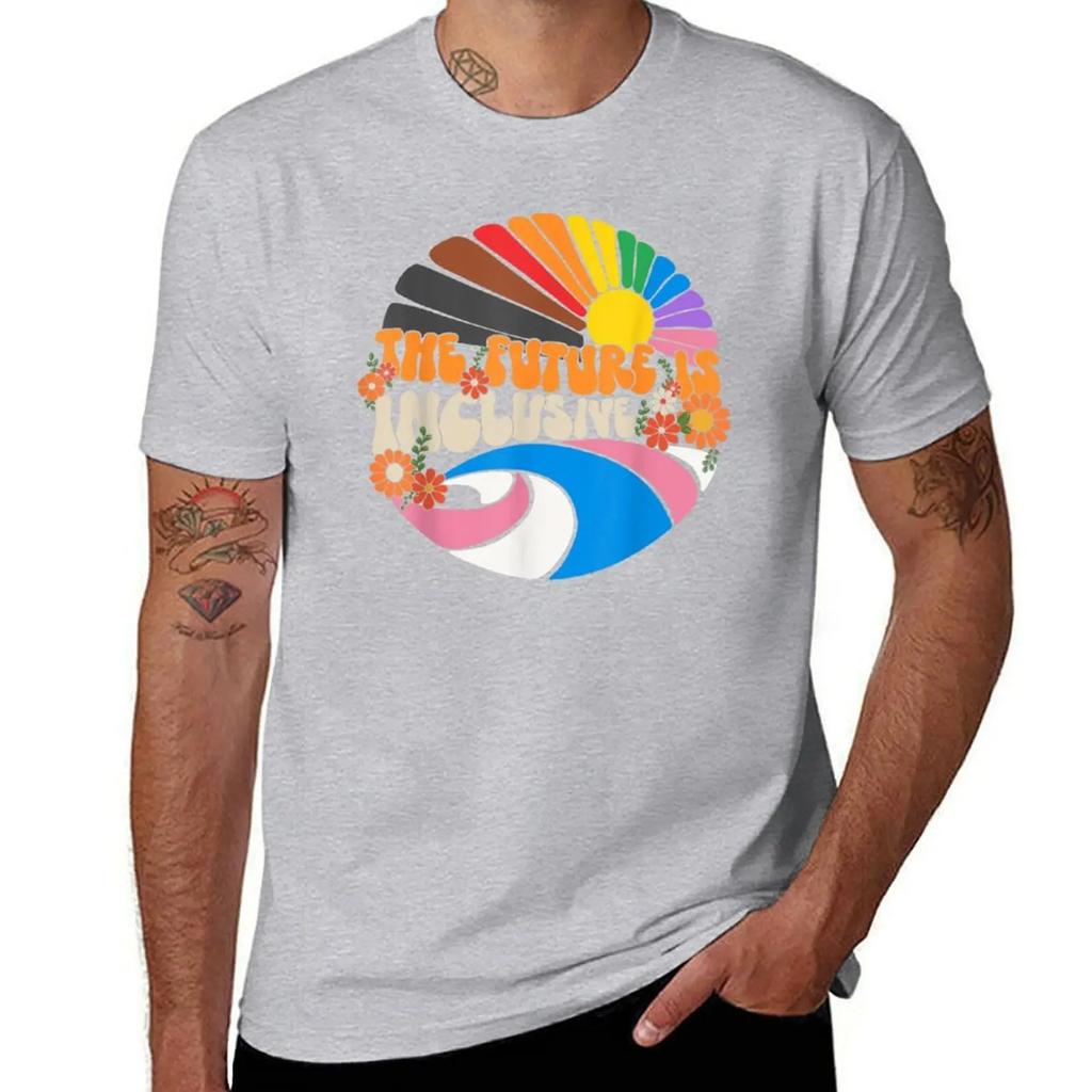 The Future Is Inclusive LGBT Flag Groovy Gay Rights Pride T-Shirt customs anime tshirt fruit of the loom mens t shirts
